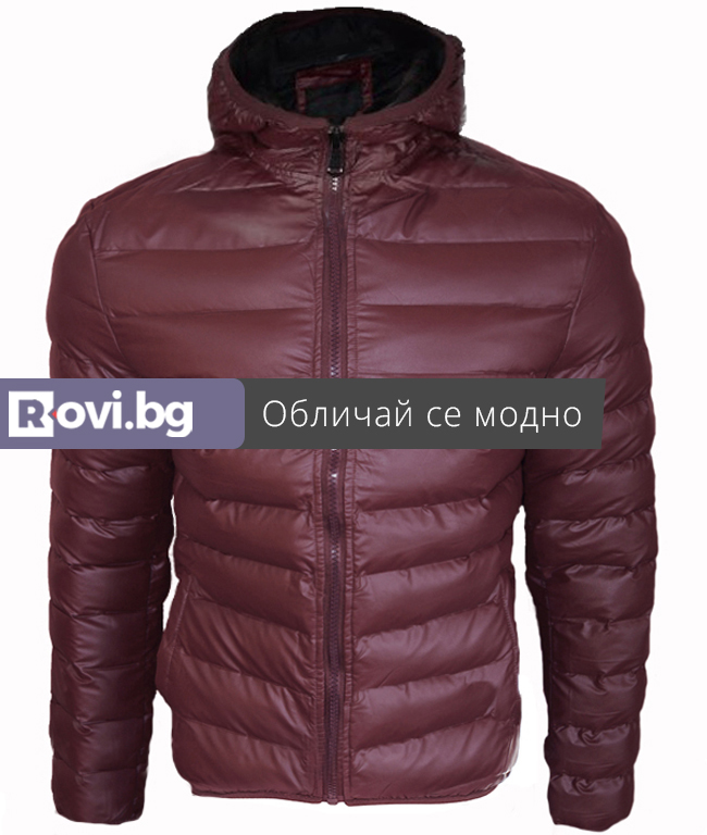 Мъжко Зимно Яке – “Диан” с качулка бордо